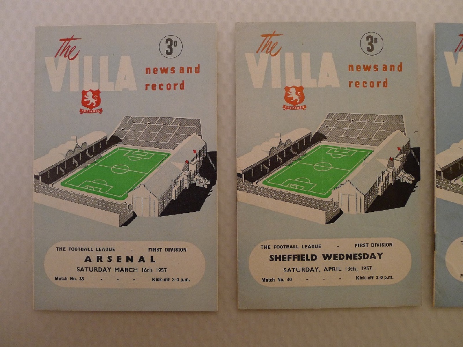 Vintage Football Programmes. 4 x Aston Villa 1957 football programmes comprising v Sheffield - Image 2 of 4