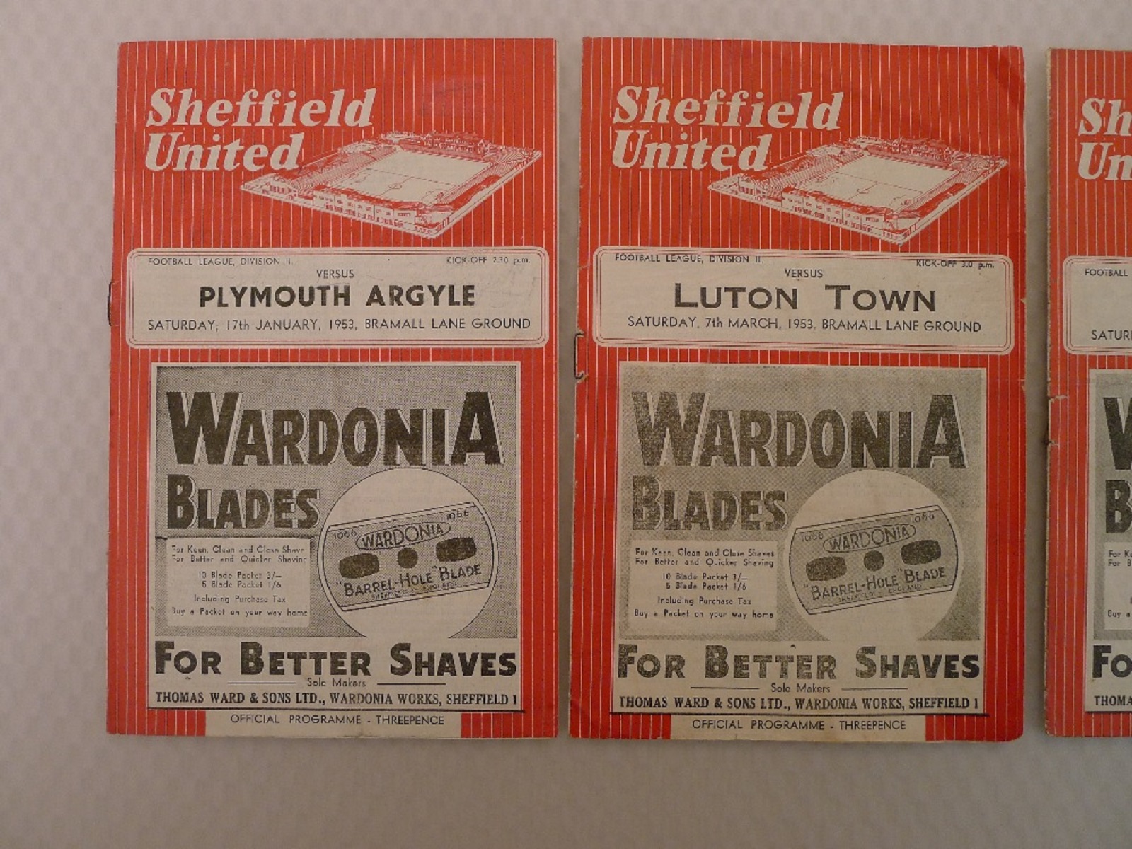 Vintage Football Programmes. 4 x Sheffield United 1953 football programmes comprising v Plymouth Jan - Image 2 of 4