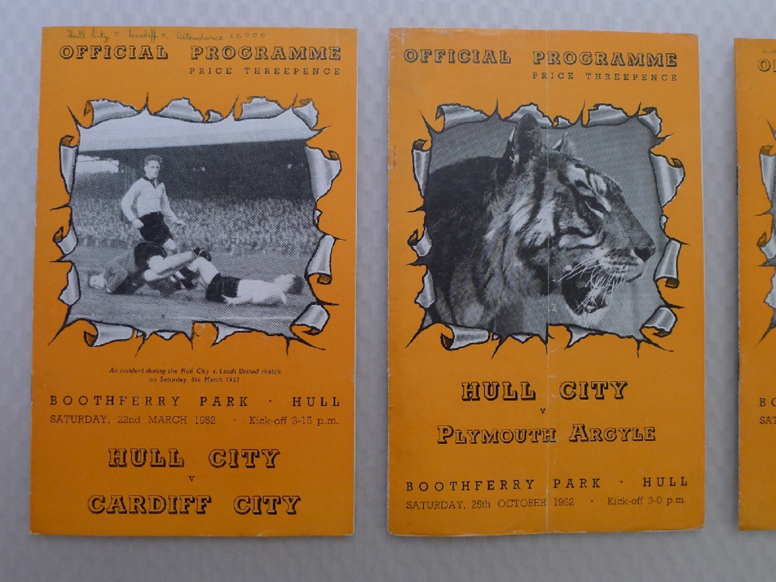 Vintage Football Programmes. 3 x Hull City 1952 football programmes comprising v Huddersfield Town - Image 2 of 4