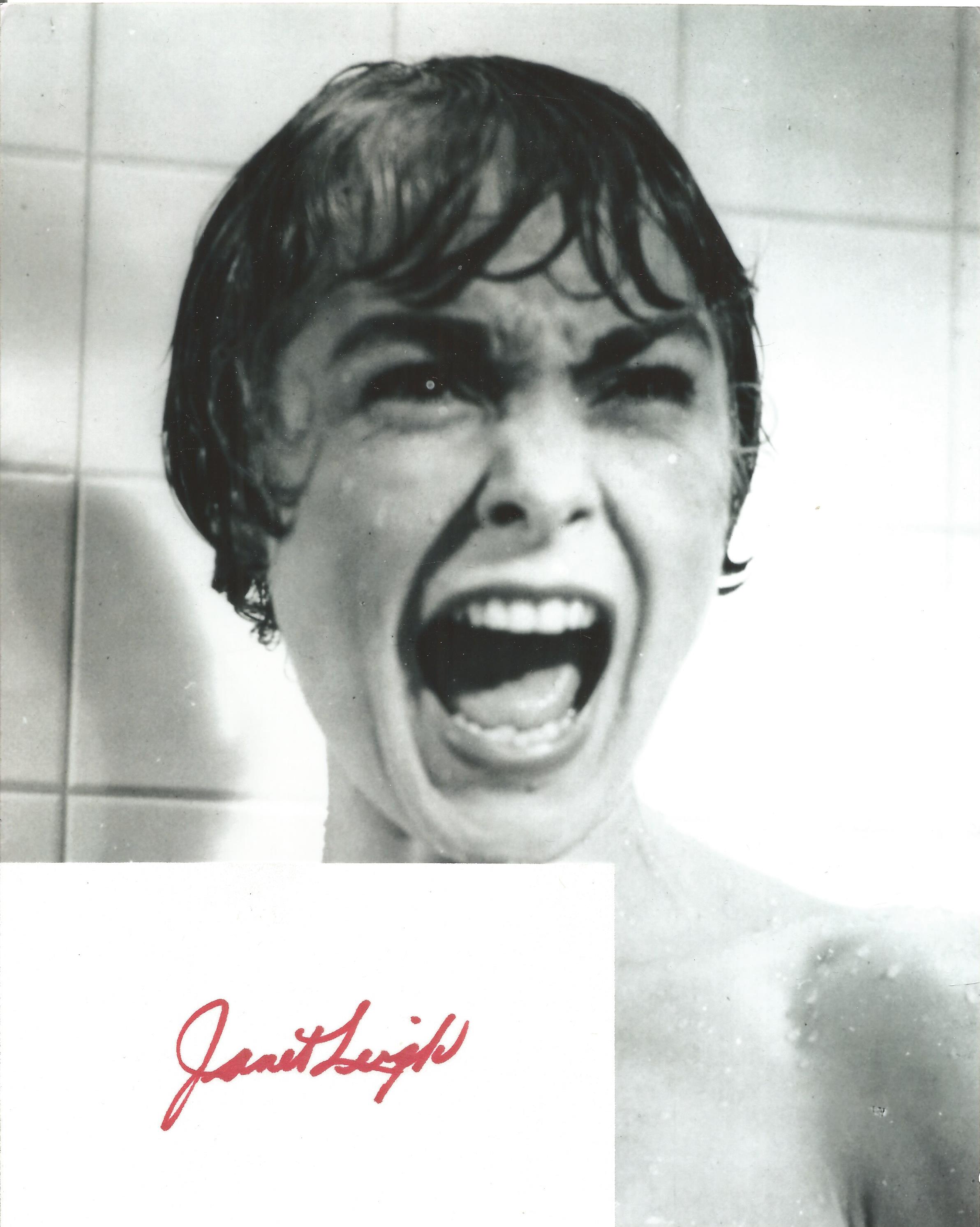 Janet Leigh signed card with 10x8 black and white photo. Good condition. All autographs come with