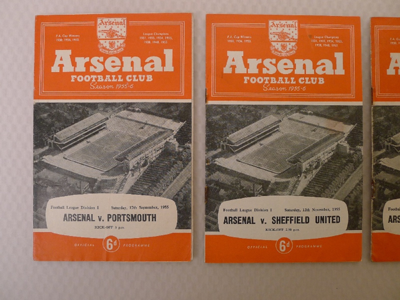 Vintage Football Programmes. 4 x Arsenal 1955/56 Season football programmes comprising v - Image 2 of 7