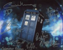 Doctor Who 8x10 Tardis photo signed by TWELVE actors who starred in the series, Ray Brooks, Caroline