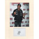 Dizzee Rascal signature piece in autograph presentation. Mounted with photograph to approx. 16 x