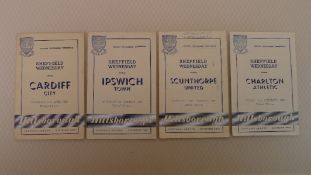 Vintage Football Programmes. 4 x Sheffield Wednesday 1959 football programmes comprising v Ipswich