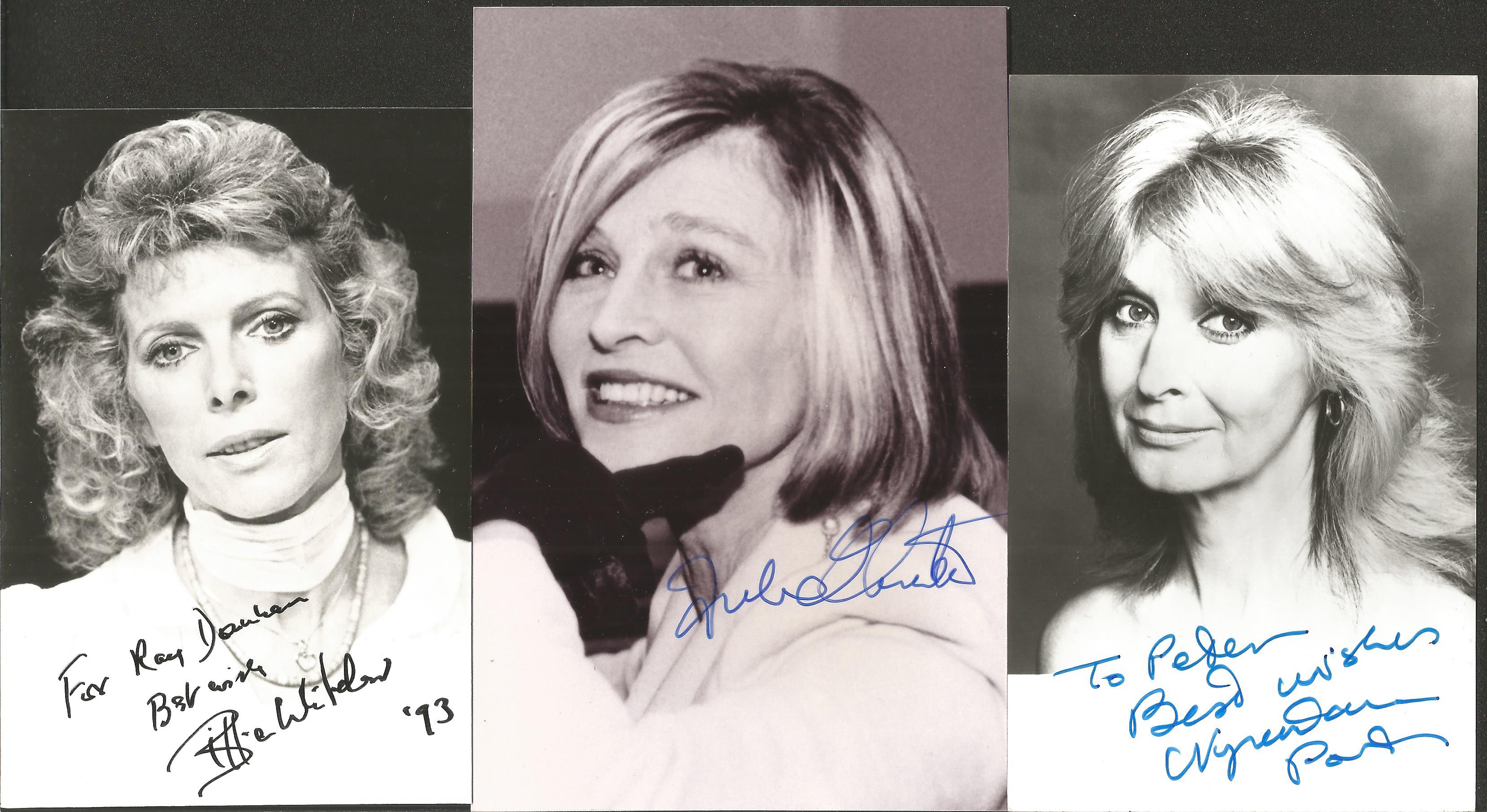 Billy Whitelaw, Julie Christie, Susan George, Nyree Dawn Porter. 4 signed photos. Good condition. - Image 2 of 2