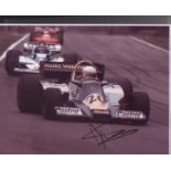 Jody Scheckter signed 10 x 8 inch photo during F1 race. Good condition. All autographs come with a