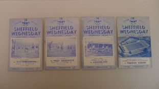 Vintage Football Programmes. 4 x Sheffield Wednesday 1952 and 1953 football programmes comprising
