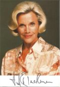 Honor Blackman actress. Signed 6" by 4" photo & 2 signed compliments slips. Good content and