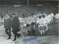 Football Autographed Manchester City 8 X 6 Photos B/W, Depicting Tony Book Leading His Side Onto The