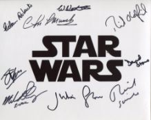 Star Wars 8x10 photo signed by NINE actors who were in the films, including 2nd Unit Director Bill