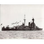 HMS Hood. 8x10 inch photo hand signed by Ted Briggs, who at the time of signing was the last