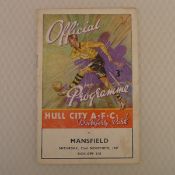 Vintage football programme. Hull City v Mansfield Town November 22nd, 1947, football programme in