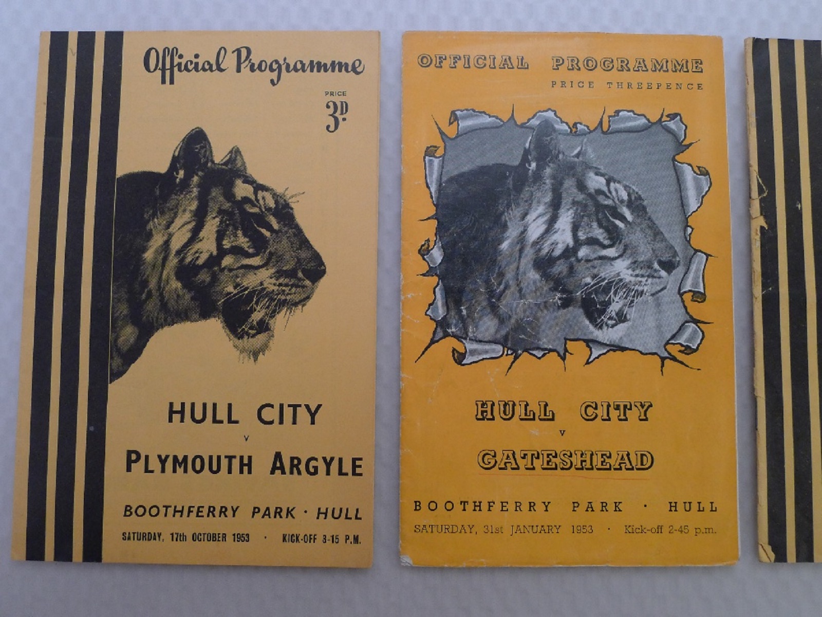 Vintage Football Programmes. 3 x Hull City 1953 football programmes comprising v Gateshead Jan 31st, - Image 2 of 4