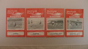 Vintage Football Programmes. 4 x Sheffield United 1956 football programmes comprising v Arsenal