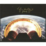 Apollo astronaut Edgar Mitchell signed colour photo. Good condition. All autographs come with a