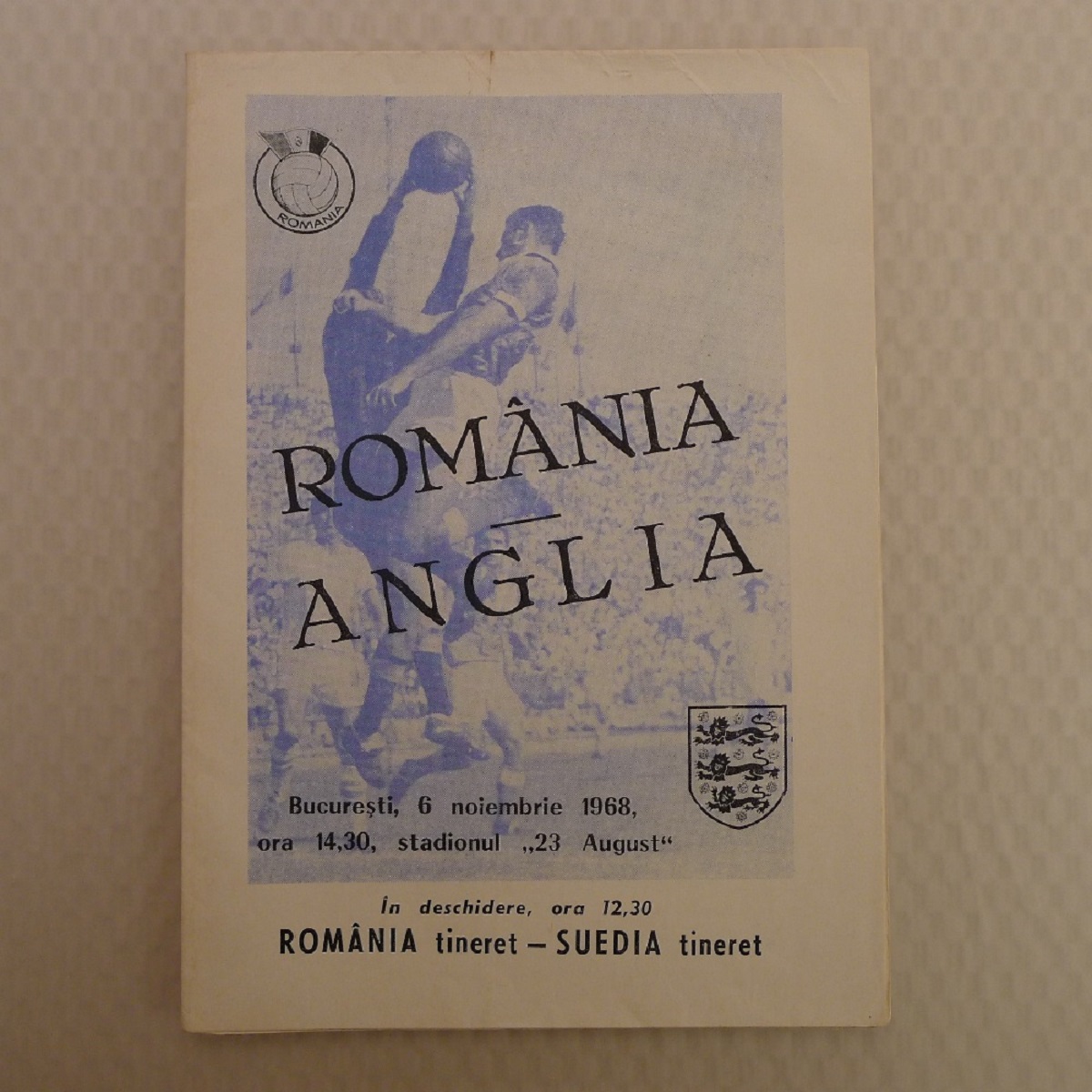 England Football Programme. Romania v England November 6th, 1968, football programme in Good