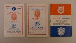 Scotland Football Programmes. Scotland Football Programmes. 3 x Wales v Scotland 1950s International