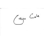 George Cole signed white card. Good condition. All autographs come with a Certificate of