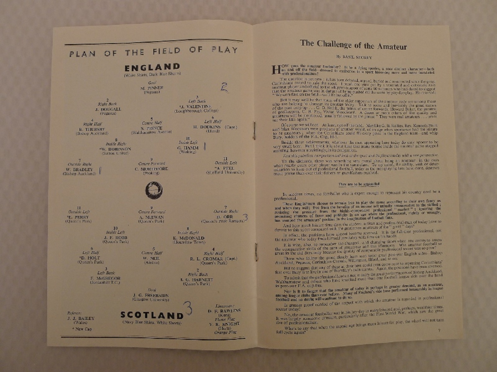 International Football Programmes. 3 x England Amateur 1950s International football programmes - Image 5 of 5