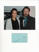 Simon and Yasmin Le Bon signature piece in autograph presentation. Mounted with photograph to