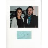 Simon and Yasmin Le Bon signature piece in autograph presentation. Mounted with photograph to