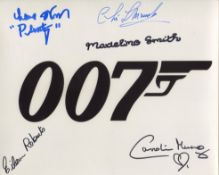 007 James Bond multi signed 8x10 photo signed by FIVE actors who were in the Bond movies in Lana