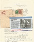 Annette Mills TLS dated 4/8/51 along with original mailing envelope. Good condition. All