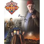 Doctor Who 8x10 montage of scenes photo signed by actor Bernard Cribbins. Good condition. All