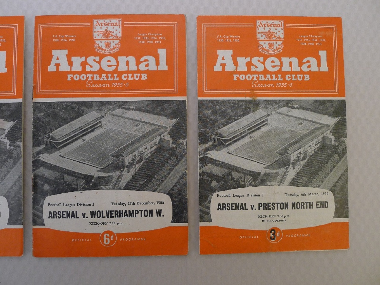 Vintage Football Programmes. 4 x Arsenal 1955/56 Season football programmes comprising v - Image 3 of 7