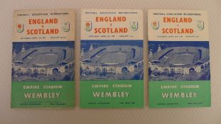 England Football Programmes. 3 x England v Scotland 1950s International football programmes