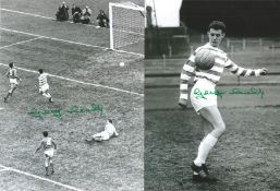 Football Autographed Celtic 8 X 6 Photos Col & B/W, Depicting Midfielder George Connelly Scoring,