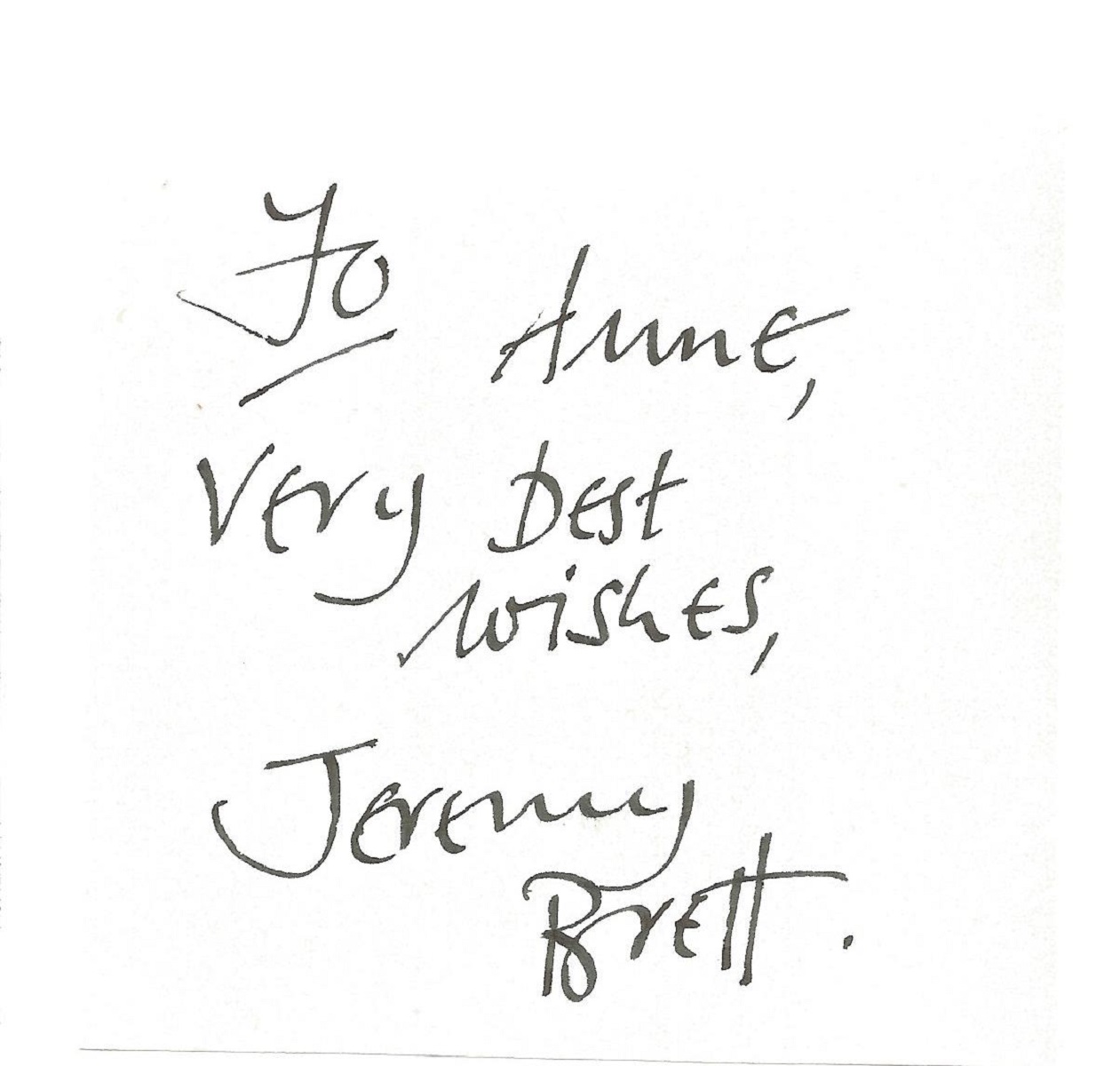 Jeremy Brett Sherlock Holmes UNSIGNED 6" by 4" photo with signature attached to back. Good - Image 2 of 2