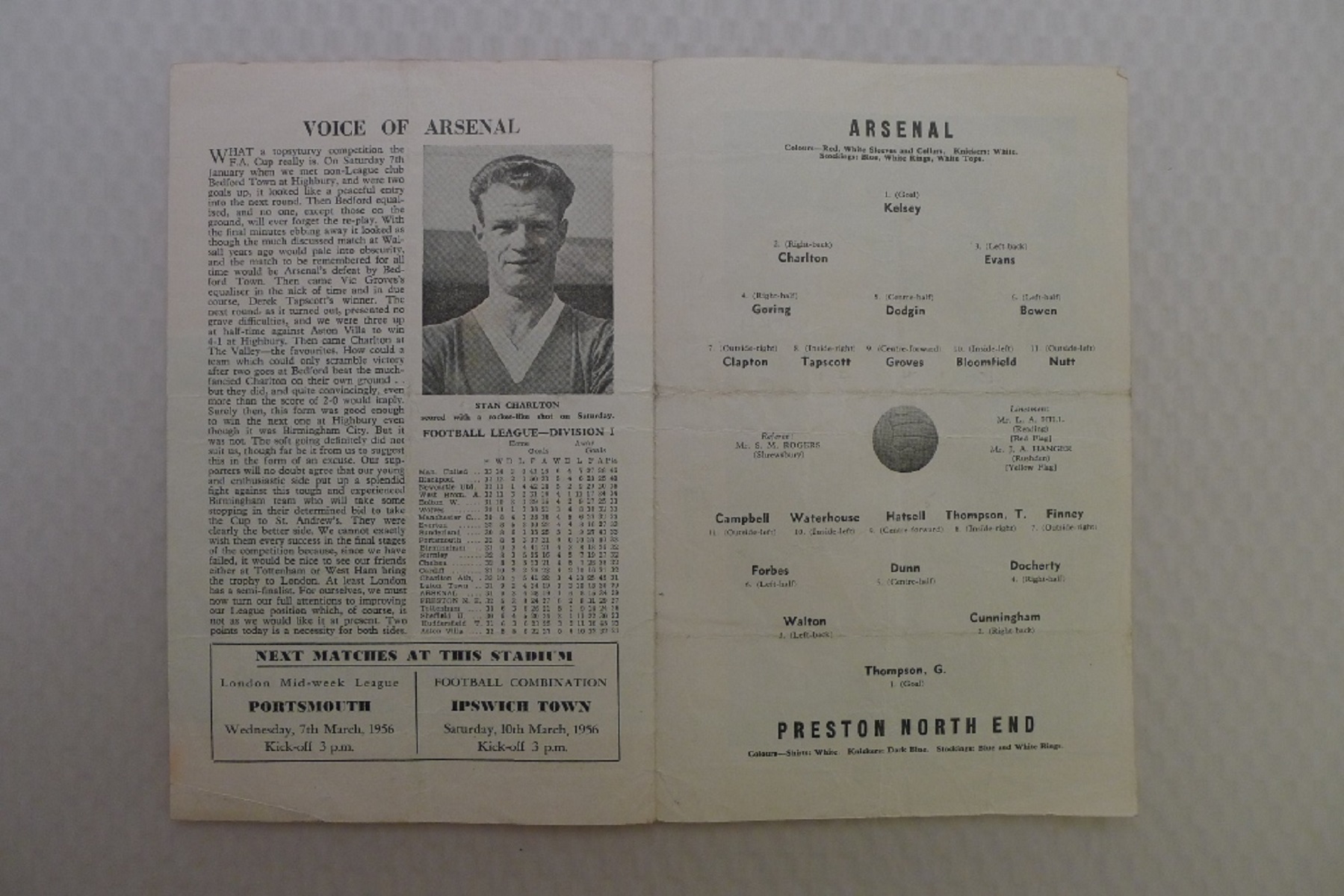 Vintage Football Programmes. 4 x Arsenal 1955/56 Season football programmes comprising v - Image 6 of 7