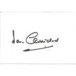 Ian Carmichael signed white card. Good condition. All autographs come with a Certificate of