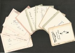 Authors & Journalists A collection of ten 1940's small, signed cards attached to album pages,
