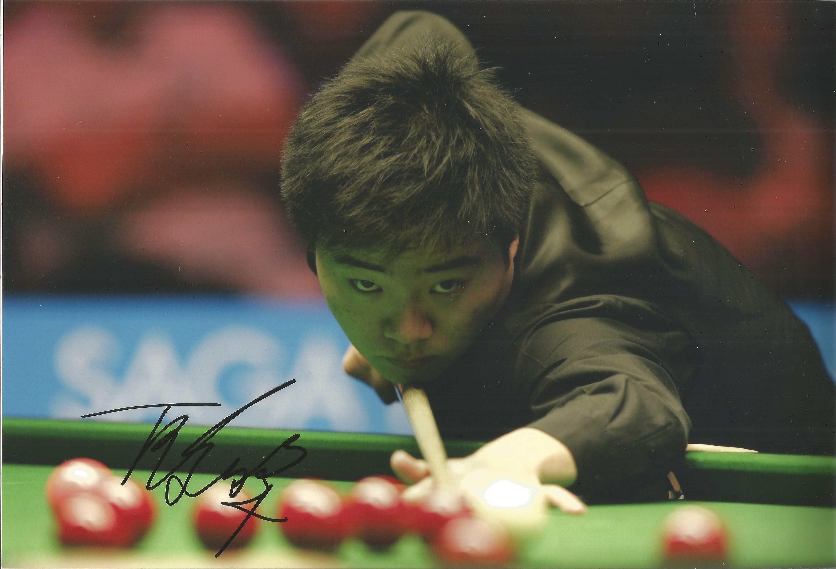 Ding Junhui Signed Snooker 8x12 Photo. Good condition. All autographs come with a Certificate of