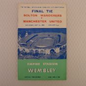 Vintage football programme. FA Cup Final 1958 - Bolton Wanderers v Manchester United May 3rd,