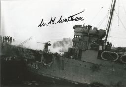 WW2 Bill Watson MC signed Dieppe Raid HMS Campbeltown 12 x 8 inch b/w photo. Good condition. All