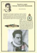 WW2 BOB pilot. Squadron Leader Vernon Churchill Simmonds. Signed 5 x 5 b w photo. Set on superb