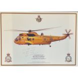 RAF print 17x11 Commemorating the Return to Moray WS61 Sea King HAR3 XZ592 202 Squadron RAF