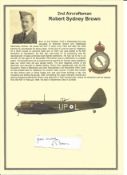 2nd Aircraftsman Robert Sydney Brown signature piece. WW2 RAF Battle of Britain pilot. Set into