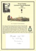 WW2 BOB pilot. Group Captain Leonard Harold Bartlett DSO Legion of Merit. Signed 6 x 4 white card.