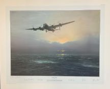 World War II 30X24 print titled Alone at Dawn limited edition 196/500 signed in pencil by the artist