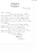 Flight Lieutenant Hubert Leslie Karby MBE signed hand written ALS dated 7th May 1974, agreeing to