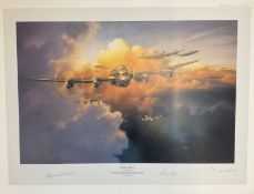 World War II 20x26 Lancaster signed print titled Twilight Thunder limited edition 292/350 signed