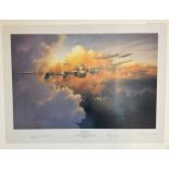 World War II 20x26 Lancaster signed print titled Twilight Thunder limited edition 292/350 signed