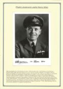WW2 BOB pilot. Flight Lieutenant Leslie Henry Allen. Signed 7 x 5 b w photo plus biography card. Set