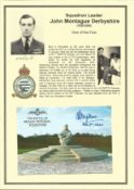 WW2 BOB pilot. Squadron Leader John Montague Derbyshire. Signed Battle of Britain Memorial 6 x 4