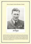 WW2 BOB pilot. Group Captain Herbert Moreton Pinfold. Signed 7 x 5 b w photo plus biography card.
