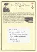 WW2 BOB pilot. Wing Commander Edward Andrew Shippy Shipman AFC. Signed handwritten letter. Set on